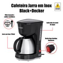 Cafeteira Com Jarra Inox Simples Para Escritorio Black Decker CM15B2 220V 600w Preta