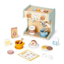 Cafeteira de brinquedo Playset OOOK 2 em 1 para crianças de madeira com 28 unidades