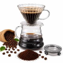 Cafeteira de Vidro 650ml Suporte Filtro Tampa Kit Café Coado Cafeteira de Vidro 650ml Suporte Filtro Tampa Kit Café Coado
