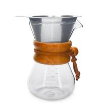 Cafeteira de Vidro Borossilicato com Coador de Aço Inox Bambu 350ML - Mimo Style