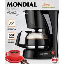 Cafeteira Elétrica Mondial 17 Xícaras 600W Preto Jarra de Vidro Antichoque Aquecimento Automático Cafeteira Elétrica Mondial 17 Xícaras 600W Preto Jarra de Vidro Antichoque Aquecimento Automático