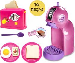 Cafeteira Expresso + Torradeira Kit c/ 14 peças Coffe Break Brinquedo Infantil