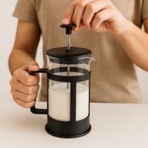 Cafeteira Francesa 300Ml Vidro Resistente Aço Inox Prepara Café Chá Infusões Praticidade Elegância Durabilidade Cozinha Escritório Viagem Fácil Uso