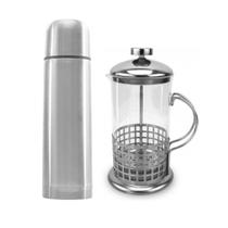 Cafeteira Francesa e Garrafa Inox 750ml Kit Prático Para Uso Diário Cafeteira Francesa e Garrafa Inox 750ml Kit Prático Para Uso Diário