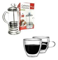 Cafeteira Francesa Prensa + 2x Xicara De Vidro Duplo 120ml Cafeteira Francesa Prensa + 2x Xicara De Vidro Duplo 120ml