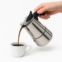 Cafeteira Italiana Aço Inox 4/6 Xícaras Café Expresso Cafeteira Italiana Aço Inox 4/6 Xícaras Café Expresso