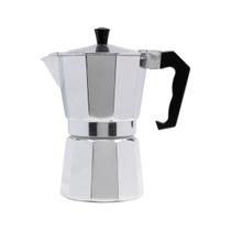 Cafeteira Italiana de Alumínio com Alça para 6 Xícaras de Café Expresso Moka, Prata, 6 Xícaras 300ml