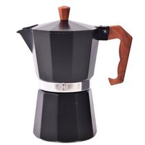 Cafeteira Italiana Moka Alumínio Preta 6 Xícaras 300ml Cabo Madeira Café Forte Tradicional Fogão Gás Elétrico Cafeteira Italiana Moka Alumínio Preta 6 Xícaras 300ml Cabo Madeira Café Forte Tradicional Fogão Gás Elétrico