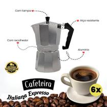 Cafeteira Italiana Moka Express Aluminio- Opção de 6 ou 9 Xícaras Café - Fratelli