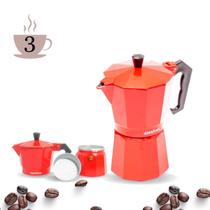 Cafeteira italiana para 03 cafes vermelha dasshaus