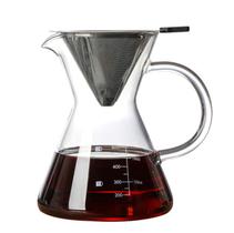 Cafeteira jarra passador de café em vidro com alça e filtro inox 500ml