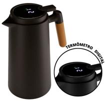 Cafeteira Led Preta Térmica Com Cabo De Madeira Para Café Quente