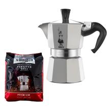 Cafeteira Moka Italiana Bialetti 3 Xícaras Importada Itália Café Gourmet Perfetto Moka Torrado Moído 100% Arábica 250g