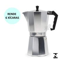 Cafeteira Moka Italiana de Fogão 6 Xícaras De Aluminio Café Expresso Moca