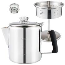 Cafeteira Percolator APOXCON em aço inoxidável com 6 xícaras de prata
