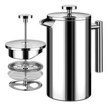 Cafeteira Prensa Francesa 700 ML Cremeira Café Leite Cremoso Chá Aço Inox Filtração 3 Níveis Cafeteira Prensa Francesa 700 ML Cremeira Café Leite Cremoso Chá Aço Inox Filtração 3 Níveis