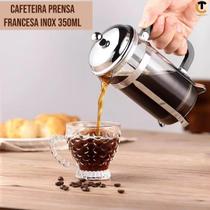 Cafeteira Prensa Francesa de Inox e Vidro 350 Café Cremeira Chá Capuccino Cremoso