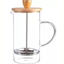 Cafeteira Prensa Francesa De Vidro Tampa Bambu 350ml Chá Prensa Cremeira Café Manual Aço Inoxidável
