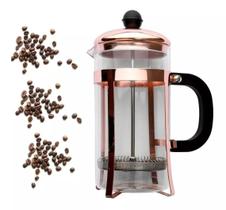 Cafeteira Prensa Francesa Rose Gold Em Vidro Aço Inox 600ml