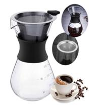Cafeteira Vidro Com Coador Inox Filtro Passador Café 400ml Bule Jarra Manual Boro Drip