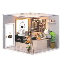 Cafeteria 3D Toy House hvmabeck em miniatura com capa protetora contra poeira