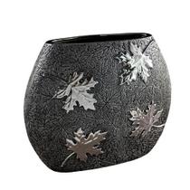 Cahepot oval cinza escuro com folhas