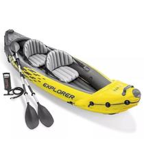 Caiaque explorer k2 pvc super forte + remo aluminio banco encosto ajustavel