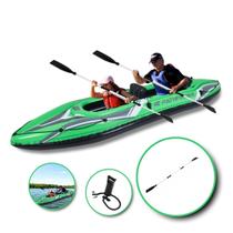 Caiaque Inflável Duplo 2 Pessoas com 2 Remos e Bomba de Ar Importway Iwci-002 Pathfinder