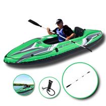 Caiaque Inflável Individual Com Inflador e Remo - 244x77x43cm - Suporte 80kg - Ref IWCI001