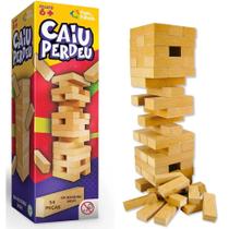 Caiu Perdeu Brinquedo 54 Peças em Madeira MDF Pais e Filhos Juvenil Criança