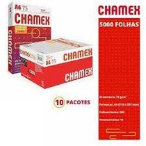 Caixa 10 Pacotes Resmas Papel A4 Sulfite Chamex 5000 folhas Cor Branco Caixa 10 Pacotes Resmas Papel A4 Sulfite Chamex 5000 folhas Cor Branco