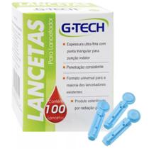 Caixa 100Un Lancetas G-tech Agulha 30g Punção Controle Glicose Diabetes Glicemia Amostra Sangue