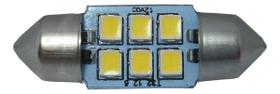 Caixa 10un Lampada 6 Leds Torpedo Peq 12v Branco - 10pc