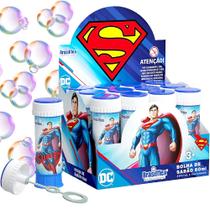 Caixa 12 Brinquedos Bolinhas de Sabão Superman Super Homem Caixa Atacado Festa