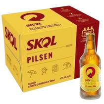 Caixa 12 Cerveja Skol Pilsen Garrafa 300ml