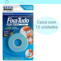 Caixa 12 Fita Dupla Face Espuma Fixa Tudo 12Mm X 1,5M Branca Caixa 12 Fita Dupla Face Espuma Fixa Tudo 12Mm X 1,5M Branca