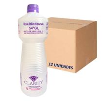 Caixa 12 Unidades Álcool Liquido 46% 1 Litro Clarity Bactericida