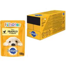 Caixa 18un Ração Úmida Pedigree Sachê Cães Filhotes Frango ao Molho 100g