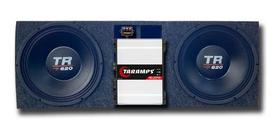 Caixa 2 alto falante triton tr 620 4 ohms duto régua vertical + módulo taramps som automotivo