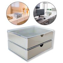 Caixa 2 Gavetas Organizadora Bege Multiuso Escritório Mesa Caixa 2 Gavetas Organizadora Bege Multiuso Escritório Mesa