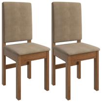 Caixa 2 Un Cadeira Encosto Estofado Zamarchi Suede Canela Cacau