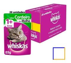 Caixa 20 Whiskas Sachê Cordeiro Ao Molho Gatos Adultos 85g