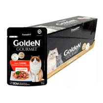Caixa 20Un. Ração Úmida Golden Gourmet Para Gatos Castrados Carne 70g