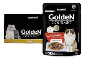 Caixa 20un Sachê Golden Gourmet Gatos Adultos Cast Carne 70g