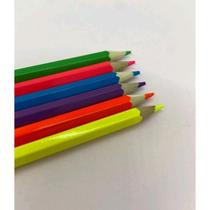Caixa 24 lápis de cor modelo sextavado eco cores vibrantes escolar papelaria básica