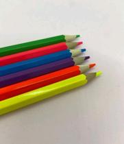 Caixa 24 lápis de cor modelo sextavado eco cores vibrantes escolar papelaria básico