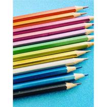 Caixa 24 lápis de cor modelo sextavado eco cores vibrantes escolar papelaria clássico