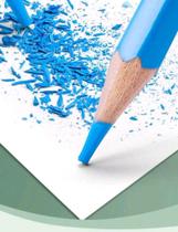 Caixa 24 lápis de cor modelo sextavado eco cores vibrantes escolar papelaria prática