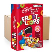 Caixa 24 Unidades Cereal Matinal Froot Loops Sabor de Frutas com 3 cereais: Milho, Trigo e Aveia 230g - Kit com 24x230g