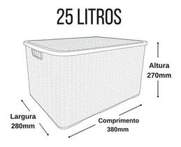 Caixa 25 Litros Organizadora Com Tampa Rattan Grande Premium